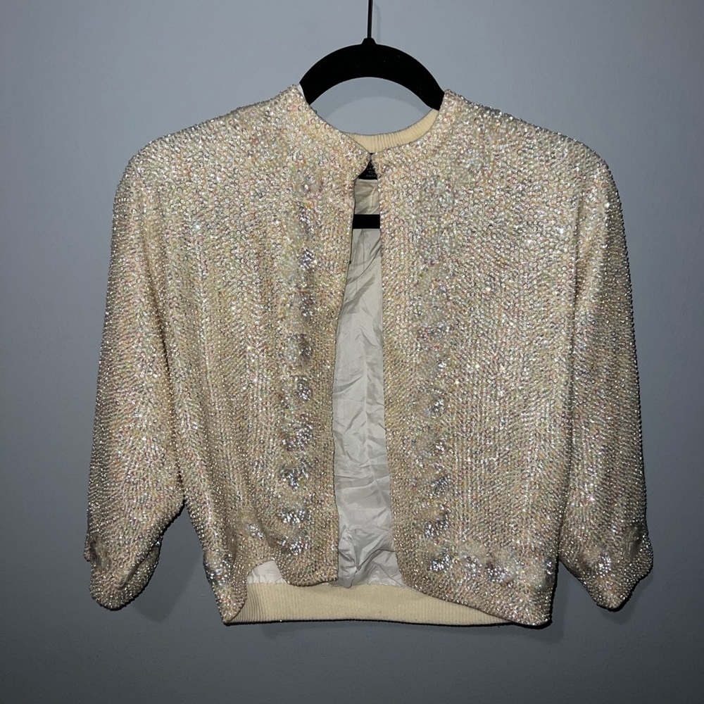 vintage de vahni slik and sparkly dress coat